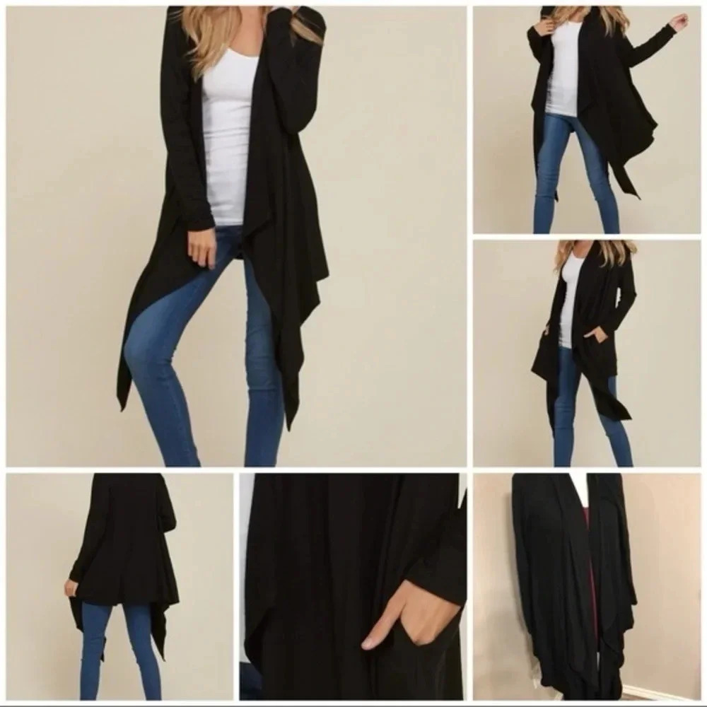 NWT annabelle boutique light weight Knit cascade open front cardigan layer